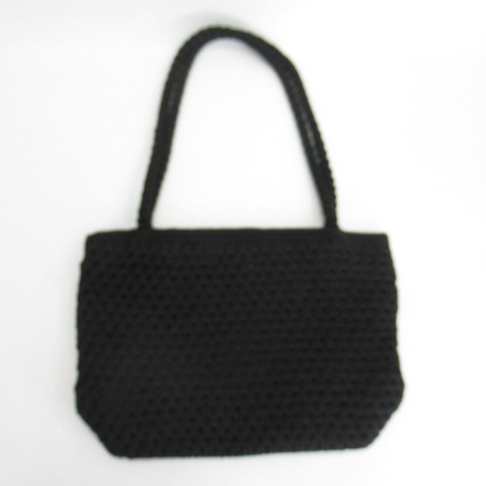 Lina Handbag Women Medium Black Crochet Lined Purse Shoulder Bag Snap Satchel
